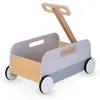 A wooden toy wagon with a handle, shown from a slightly elevated side angle against a white background. Produktbild-Vorschau