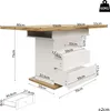 A diagram showing the dimensions of a table with drawers. Produktbild-Vorschau