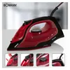 A product image of a red and black steam iron, with four smaller inset images showing details of its features. Anteprima dell’immagine prodotto