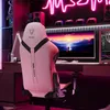 A gaming setup with a pink gaming chair, monitor, and computer. Náhľad obrázku produktu