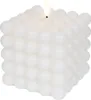 A white bubble candle with a lit LED flame. Podgląd zdjęcia produktu