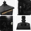 A collage of four close-up images of a black mailbox, showing different details. Voir les images du produit