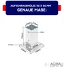 A diagram showing the dimensions of a metal post anchor with text overlays and a logo. Produktbild-Vorschau