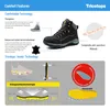 A collage of images and diagrams illustrating the comfort and safety features of Tricetops work boots. Produktbild-Vorschau