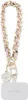 A close-up shot of a pink and gold chain wrist strap with a Guess logo charm and a white phone attachment. Náhled obrázku produktu
