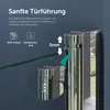 Close-up of a shower door mechanism with text and diagrams explaining its features. Produktbild-Vorschau