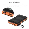 A product image showing a solar power bank with dual USB ports and a compass. Text describes its features. Voir les images du produit