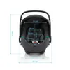 A front view of a black Britax Römer BABY-SAFE 3 i-SIZE infant car seat with dimensions indicated by dashed lines and text. Produktbild-Vorschau