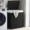 vidaXL Kosz na pranie z pokrywą czarny 46x33x60 cm z Podgląd zdjęcia produktu 2