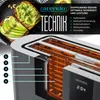 A close-up, cutaway view of a toaster, highlighting its internal components and features, with a background image of avocado toast. Podgląd zdjęcia produktu