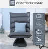 A dark gray floor sofa with a light blue pillow on it, set against a light blue wall and a light gray floor. A decorative lantern is visible on the left, and a shelf with bottles is on the right. A grey overlay on the right side of the image displays icons Náhled obrázku produktu