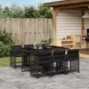 vidaXL 7-tlg. Garten-Essgruppe mit Kissen Schwarz Poly Produktbild-Vorschau 2
