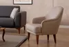 Beiger Ledersessel Wohnzimmer Lehnsessel Designer 1-Sitzer Produktbild-Vorschau 2