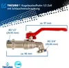 tecuro, Kugelauslaufhahn, Messing vernickelt, 1/2 Zoll, mit Produktbild-Vorschau 3