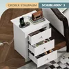 Nočný stolík s 3 zásuvkami, nabíjacou stanicou, USB portami Náhľad obrázku produktu 4