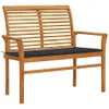 vidaXL Gartenbank mit Anthrazit Auflage 112 cm Massivholz Produktbild-Vorschau 2