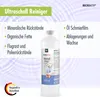 A bottle of cleaning solution is shown with text describing its uses and benefits. Produktbild-Vorschau