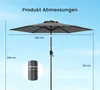 COSTWAY parasol 230 cm, parasol ogrodowy z korbką i 6 Podgląd zdjęcia produktu 3