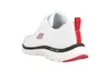 A white Skechers sneaker with red accents is shown from the side and back against a white background. Produktbild-Vorschau