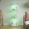 UnboxG Glasvitrine Standvitrine Weiß mit LED- 123.3 x 35 x Produktbild-Vorschau 1