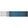 Three blue ink pen refills are lined up horizontally against a white background. Voir les images du produit