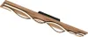 A modern, wavy ceiling light with a wooden base and integrated LED lighting. Produktbild-Vorschau