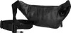 A black leather fanny pack with a black strap is shown against a white background. Voir les images du produit