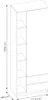 A 3D line drawing of a wardrobe with shelves on one side and drawers on the other. Produktbild-Vorschau