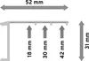 Diagram showing dimensions and placement points of a product. Produktbild-Vorschau