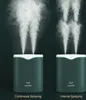 Two humidifiers are shown side-by-side, demonstrating different spraying modes. Produktbild-Vorschau