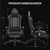Product dimensions for a gaming chair, shown from front and side views. Produktbild-Vorschau