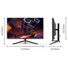 Product dimensions and front view of a gaming monitor. Produktbild-Vorschau