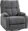A dark gray recliner chair with cup holders on the armrests, shown from a front-diagonal angle against a white background.