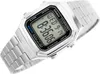 A close-up shot of a silver Casio digital watch with a metal band, displayed against a white background. Produktbild-Vorschau