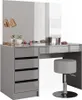 A gray high-gloss vanity table with a mirror and a stool. Náhled obrázku produktu