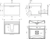 Technical drawings and dimensions of a bathroom vanity set. Produktbild-Vorschau