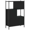 A black bookshelf with multiple compartments against a white background. Náhled obrázku produktu