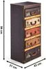 A tall, narrow chest of drawers designed to look like stacked vintage suitcases, with dimensions indicated. Podgląd zdjęcia produktu