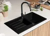 Granitspüle Schwarz 90 x 50 cm, Spülbecken + Ablauf-Set, Produktbild-Vorschau 2