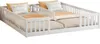 Two white children's beds with guardrails are shown side-by-side on a white background. Náhľad obrázku produktu