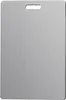 A plain, top-down view of a rectangular stainless steel cutting board with a hole at the top for hanging. Produktbild-Vorschau