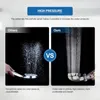 Comparison of two shower heads, one labeled 'Others' and the other 'Ours', demonstrating water pressure differences. Produktbild-Vorschau