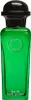 A product shot of a green glass perfume bottle with a black cap. Voir les images du produit