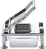 A stainless steel french fry cutter with a clear plastic container underneath. Produktbild-Vorschau