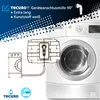 Illustration showing a washing machine and a diagram of a pipe connection to a wall. Produktbild-Vorschau