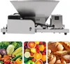 A collage featuring a commercial fruit grinder/crusher machine and three inset images of fresh produce and baked goods. Náhled obrázku produktu