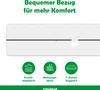 A mattress with icons and text describing its features. Produktbild-Vorschau