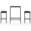 vidaXL 3 tlg. Gartenbar Set mit Kissen Poly Rattan Grau - Produktbild-Vorschau 3