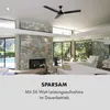 A living room scene with a ceiling fan and fireplace. Produktbild-Vorschau