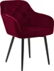 A single red velvet armchair with black metal legs against a white background. Produktbild-Vorschau